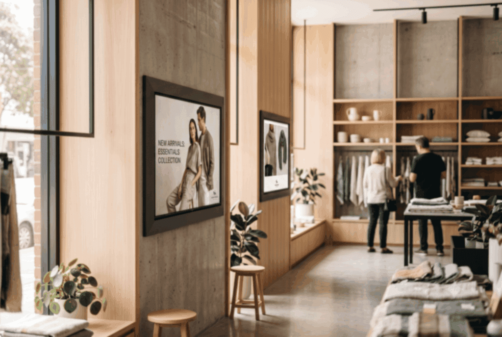 Commercial displays in a modern retail interior